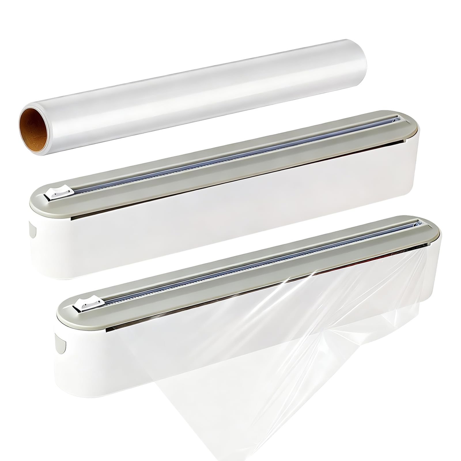 2 Stück Magnetischer Frischhaltefolienspender mit Schneider,Folienschneider, Alufolienspender und Frischhalte Folienspender Folienschneider für Küche, mit 2 Frischhaltefolie