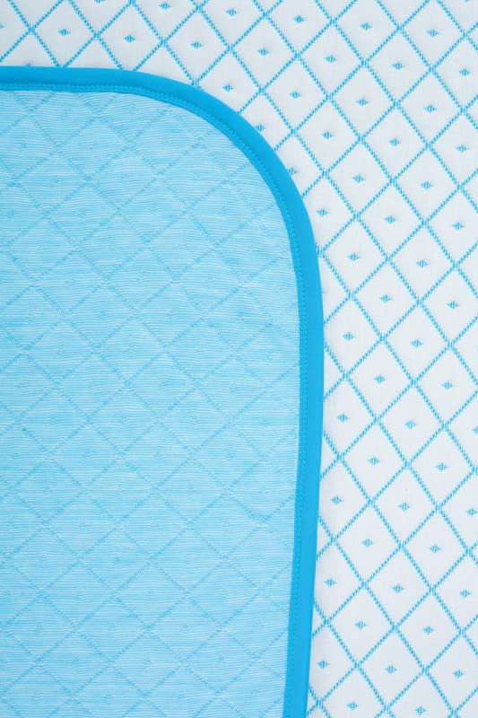 Image of BSB HOME 100% Cotton Reversible Dohar Double Bed, Soft Lightweight Bed Blanket, AC Dohar Blanket for Summers /Winter (Size 90 inch by 88 inch, Aqua & White, Gift Packing Bag)