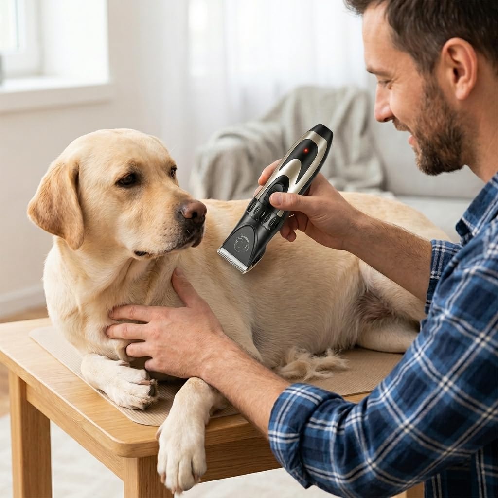 Pet Republique Kabelloser Hunderasierer, mit zusätzlicher Schere und Handkamm – Haarschneidemaschine für alle Felltypen und alle Größen für Hunde, Katzen und Haustiere