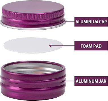 0.5 oz Purple Screw Top Aluminum Tins with Labels, 280 Pack