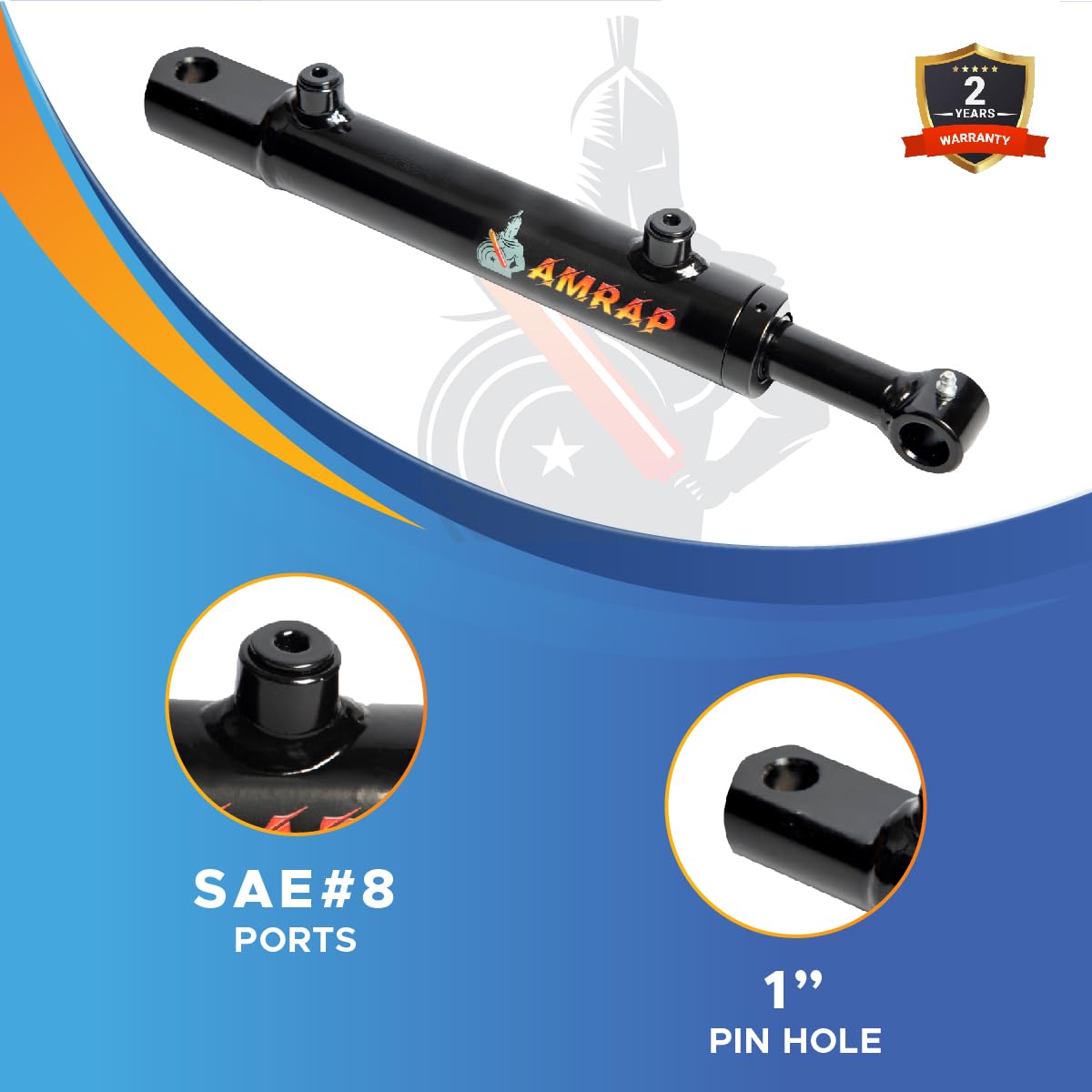 2.5x12 Hydraulic Cylinder - 2.5" Bore 12" Stroke Double Acting Welded Tang Hydraulic Cylinder 3500 PSI Retracted: 21", Extended: 33", SAE#8