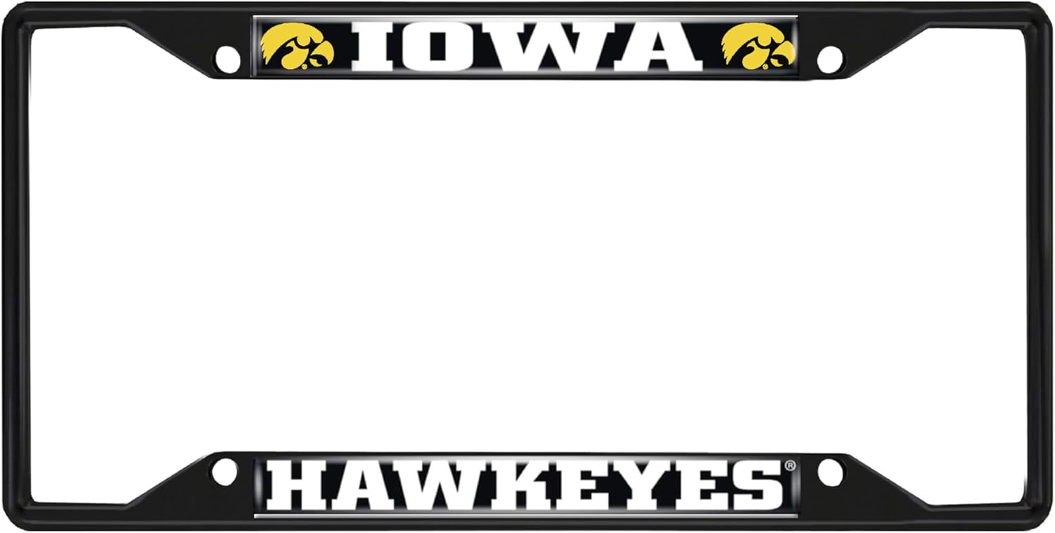 FANMATS 31254 Iowa Hawkeyes Metal License Plate Frame Black Finish