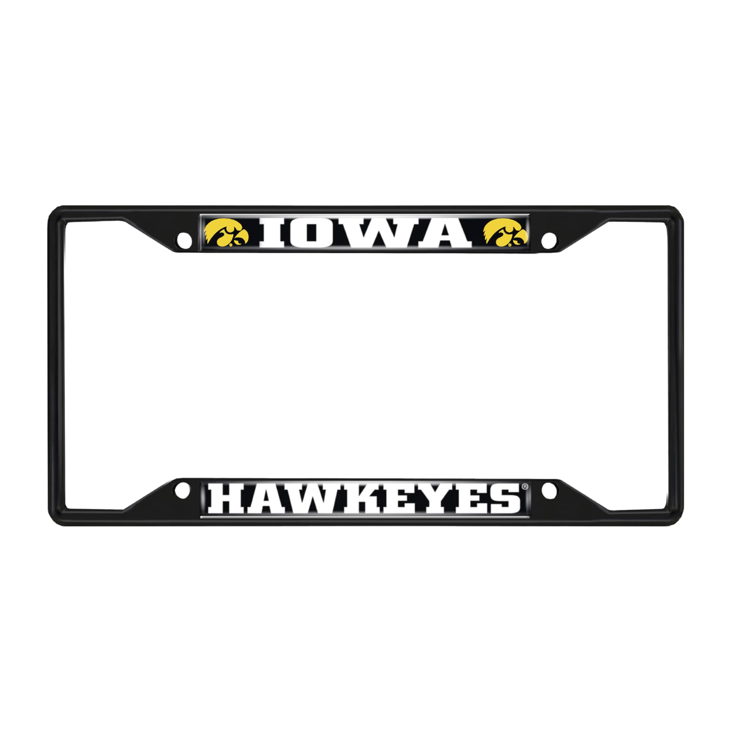 FANMATS 31254 Iowa Hawkeyes Metal License Plate Frame Black Finish