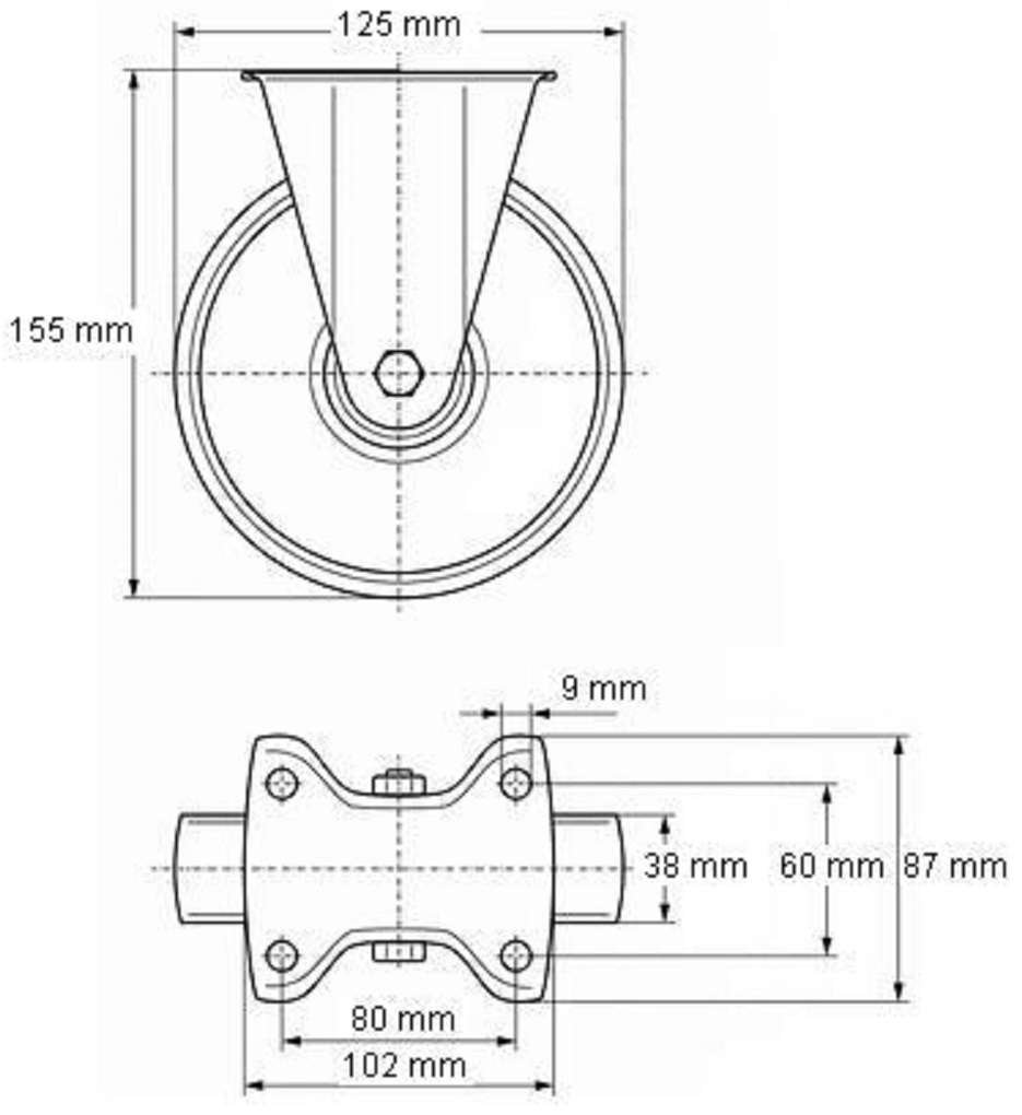 1 Satz 125mm Blue Wheels Lenkrollen mit Bremse/Feststellbremse + Bockrollen, Transportrollen Blau, 200kg / Rad - INDUSTRIEQALITÄT (2x Brems + 2x Bock)