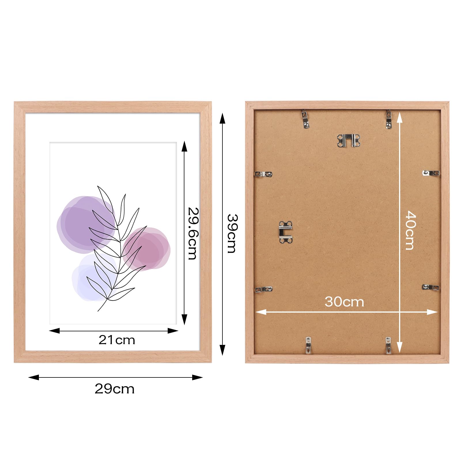kollyseek picture frame 30x40cm oak colour with passe-partout 12x16in MDF wood photo frame with acrylic glass oak nature decoration (red oak colour) - Image 3