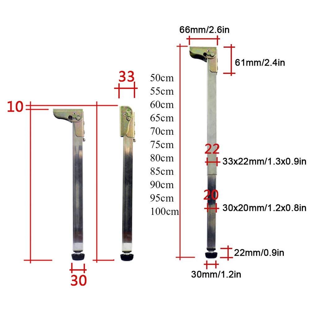 Piedini per mobili in metallo pieghevoli e telescopici regolabili da tavolo in acciaio inox, gambe da tavolo per tavolo da pranzo, ufficio, bar, tavolo e tavolo da lavoro (100 cm)