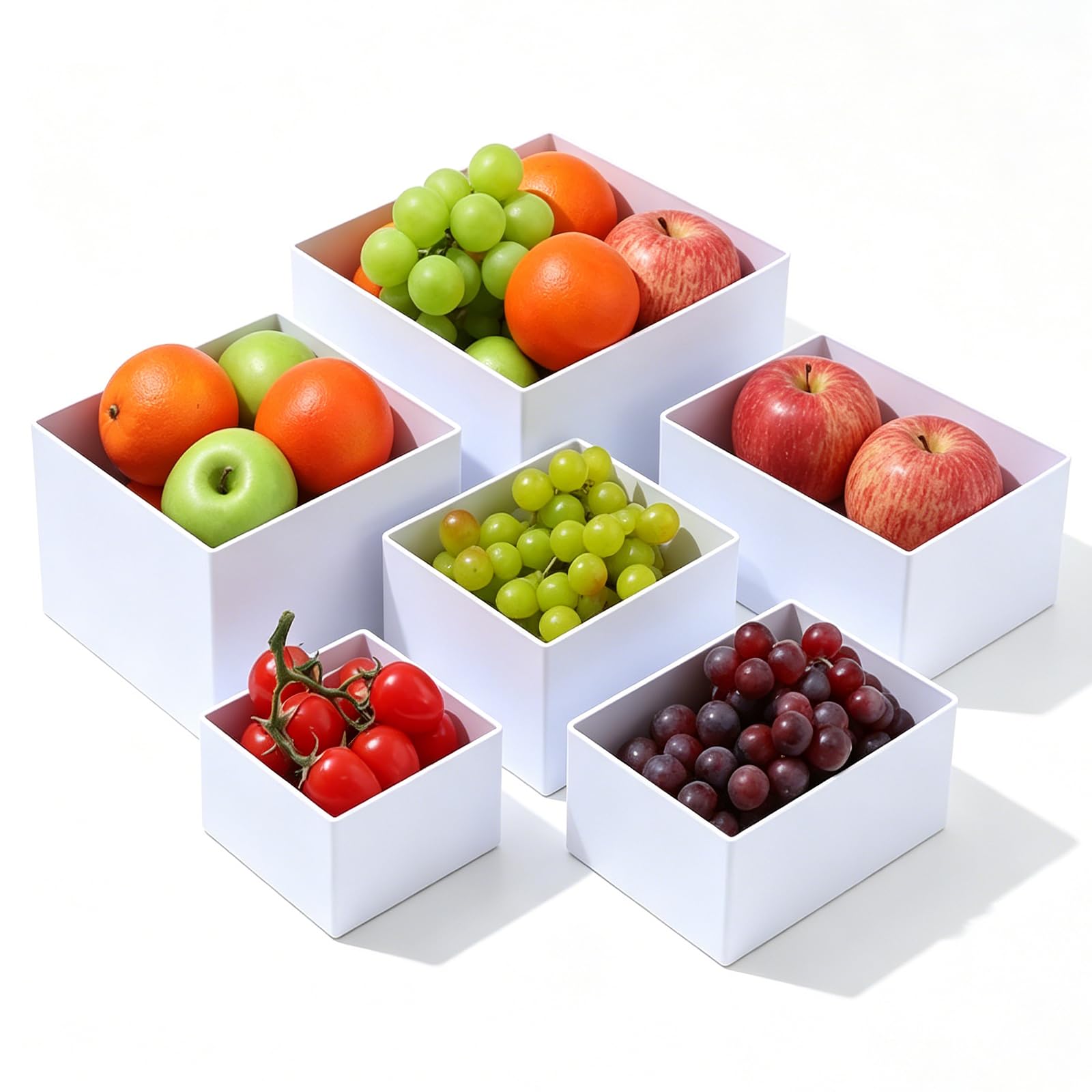 BORDEAG 6 Pièces Présentoir Buffet 3'' - 8'', Support Buffet Acrylique Blanc, Supports de Présentation en Plastique pour Cupcakes, Desserts, Gâteaux, Candy Bar, Mariage, Fête, Accessoires de Traiteur