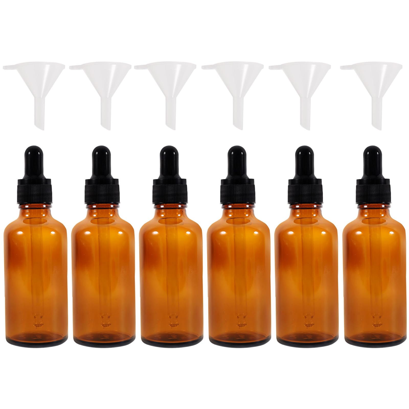 Amber Glass Dropper Bottles with Funnels : 6Pcs 50ml Essential Oil Bottles Empty for Hair Oil Serum and Liquid Storage