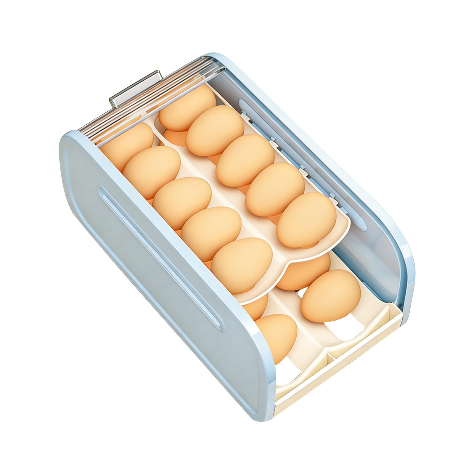 Organizador automático de huevos rodantes para, dispensador de huevos de gran capacidad de 2 niveles para refrigerador, congelador, cocina, encimera, despensa, gabinete de organización