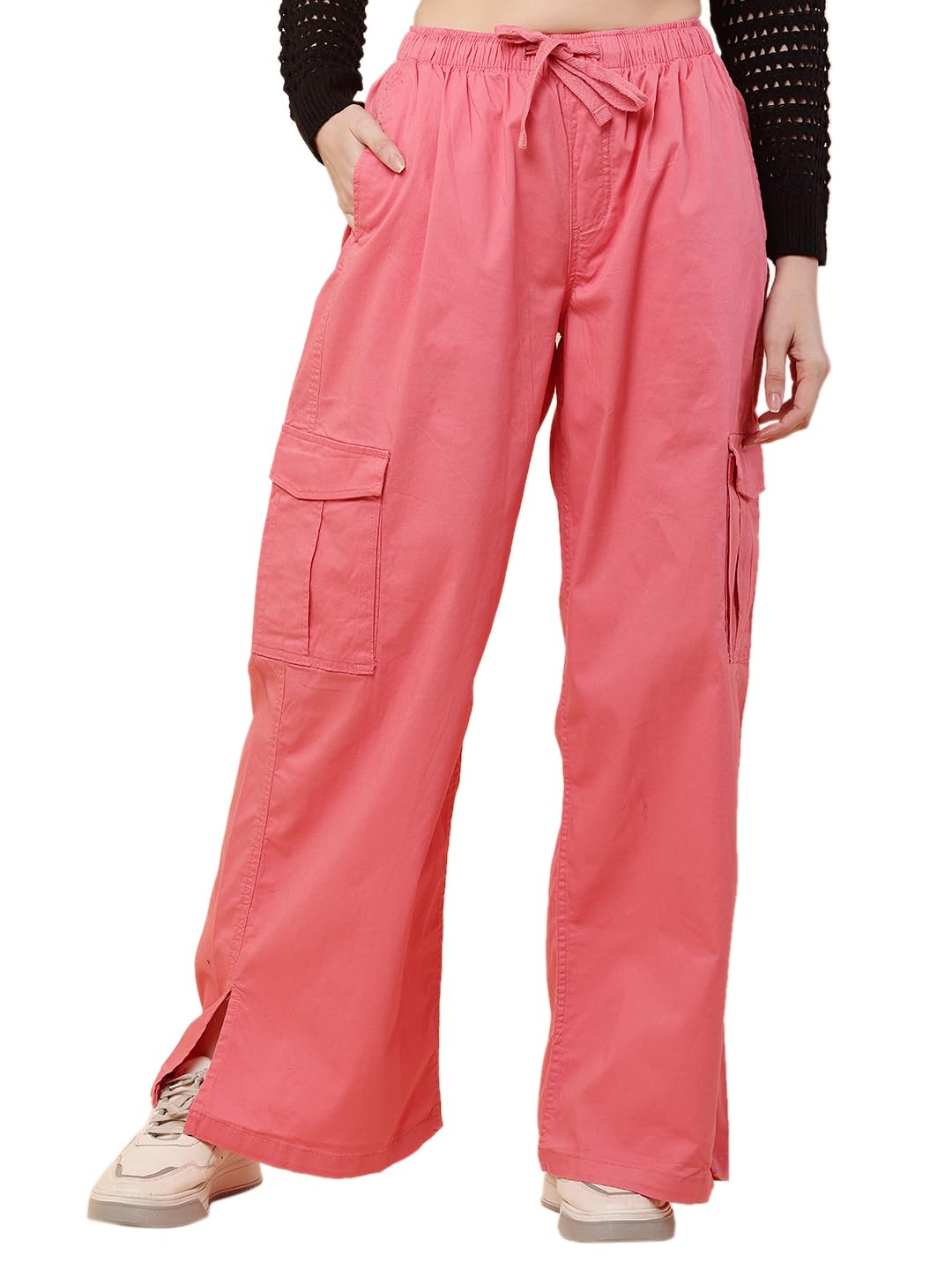 nobarr Women's Cotton High Rise Baggy Cargo Pant Trouser Dark Brown-picture-17