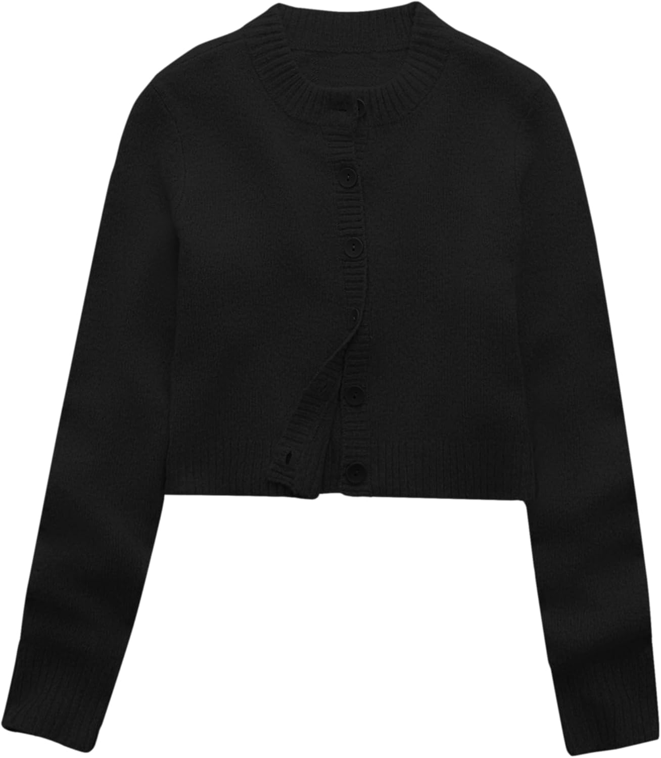 Urban CoCo Women's Crew Neck Cropped Cardigan Sweaters Long Sleeve Open Front Button Down Shrug Sweater Jackets - Image 5