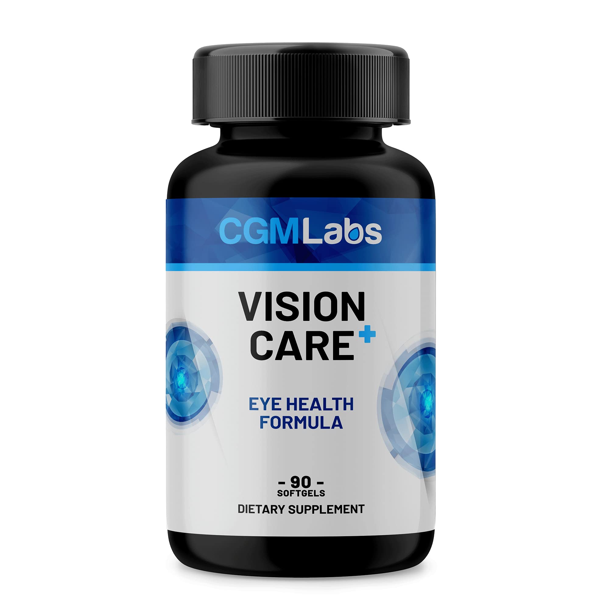 Vison Care Plus - Complete Dietary Supplement for Your Vision- Lutein 20mg, Zeaxanthin, Vitamin A, Bilberry Extract - 90 Softgels by CGM Labs