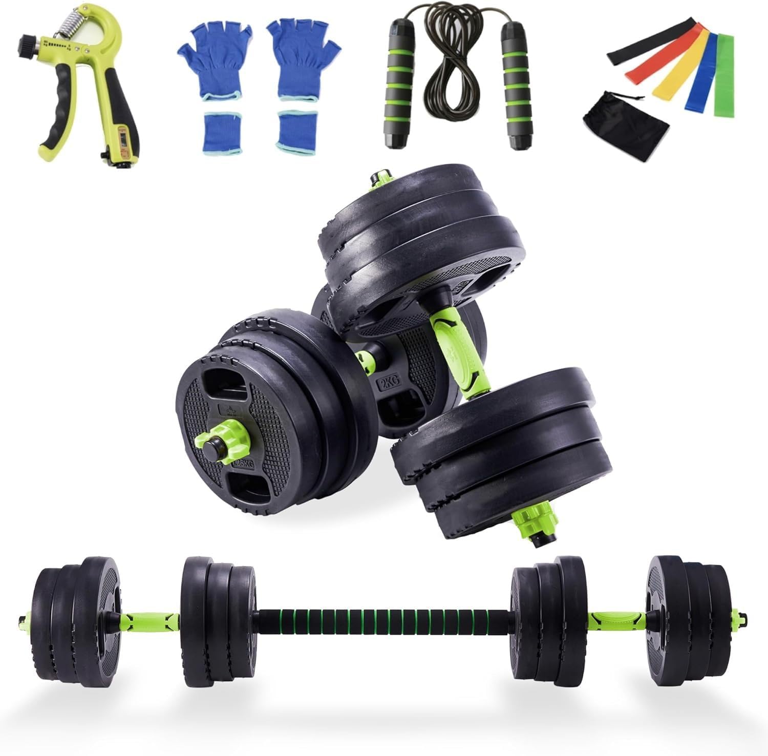 20KG 3in1 Dumbbells Set with Gym Weights Barbell/Dumbbell Body Building