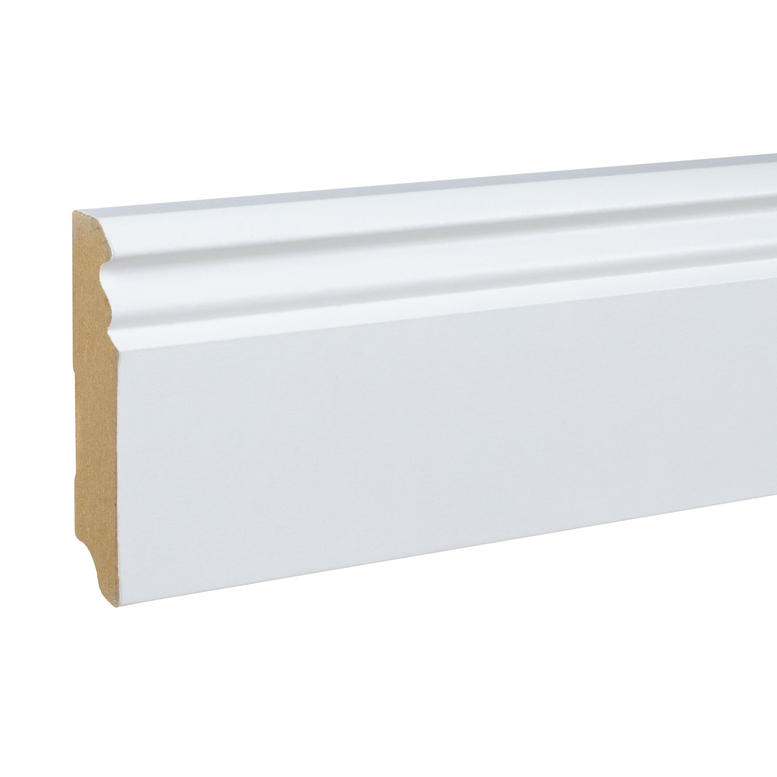 PROVISTON - Battiscopa con profilo di Berlino, 19 x 80 x 2500 mm, anima in MDF laminato, bianco, da incollare, viti e chiodi, stile classico, 12,5 m, 5 pezzi