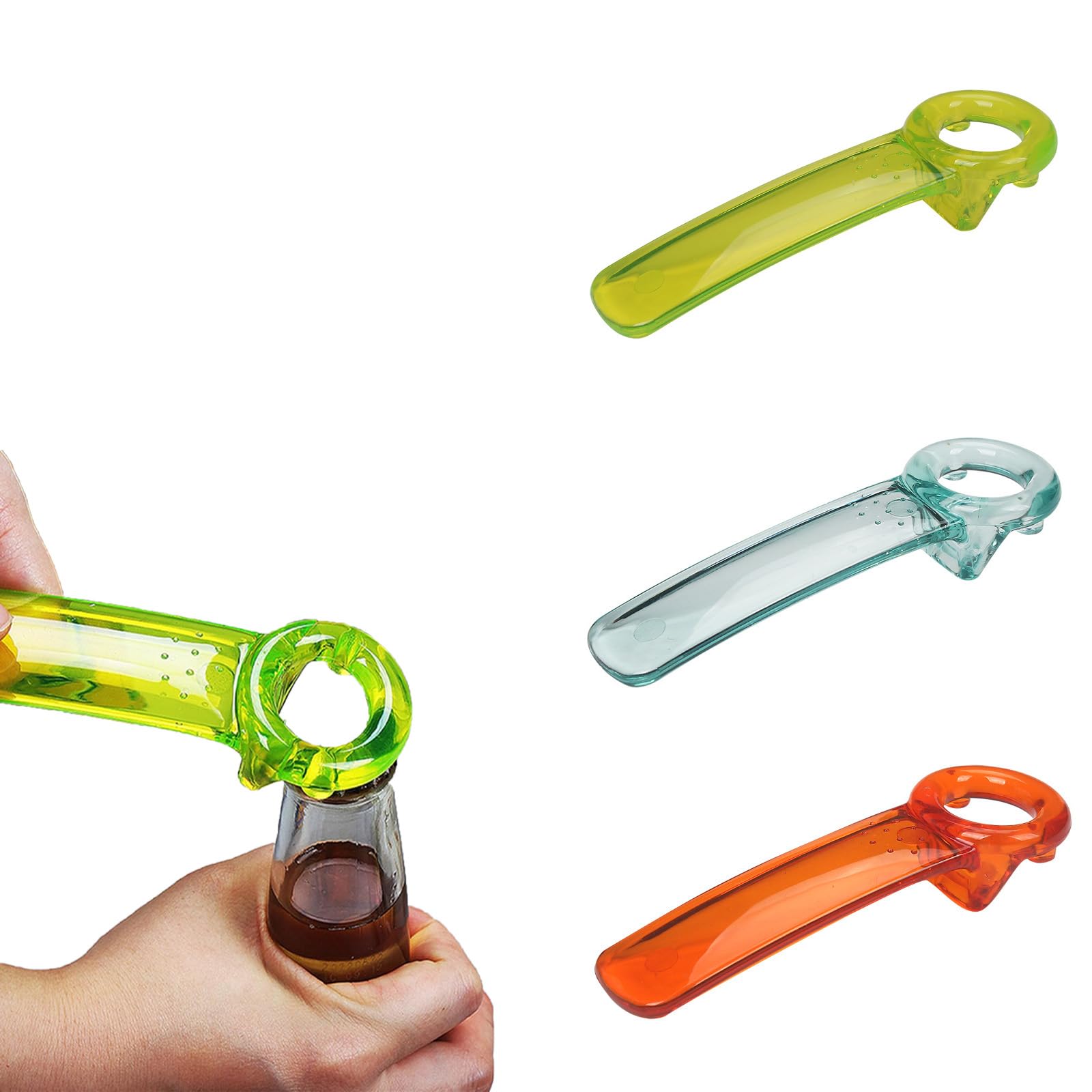 3 Pcs Jar Key Opener,transparent Orange, blue, green, Plastic Jar Lid Opener for Weak Hands,Jar Opener for Elderly Children,Easy Hand Held Jar Openers (transparent Orange, blue, green)