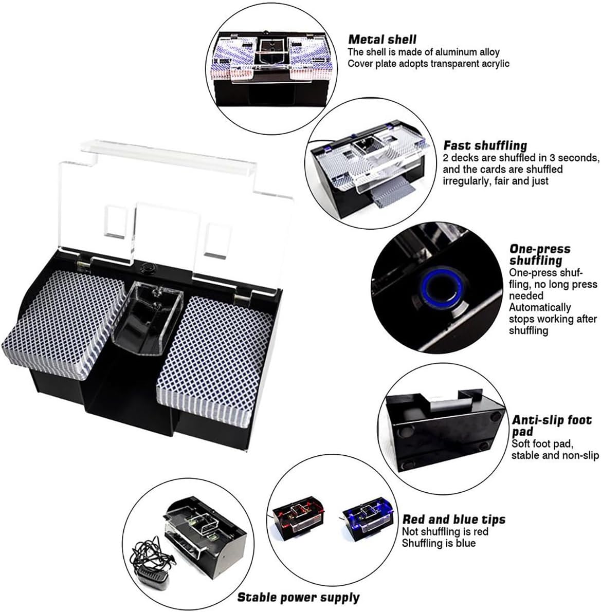 Automatic Cards Shuffler 1-2 Decks Poker Card Shuffling Machine,Poker Machine,Automatic Electronic Card Shuffler,Poker Playing Tool