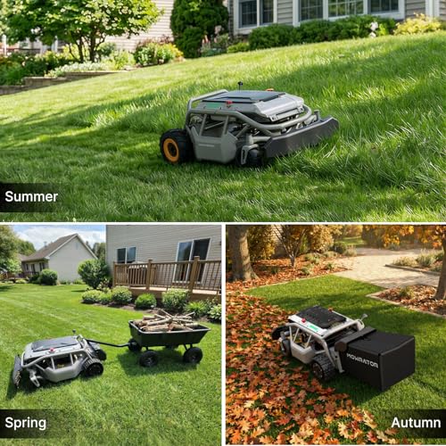 Image of Mowrator S1 2WD 56V 12Ah Remote Control Lawn Mower, 45% (24) Slope, Upgraded with Grip Tread Tires & Metal Hubcaps, 21 inch Steel Blade, 1.8-4.6 inch Height, Covers up to 0.75 Acre, Mulching Blade Included