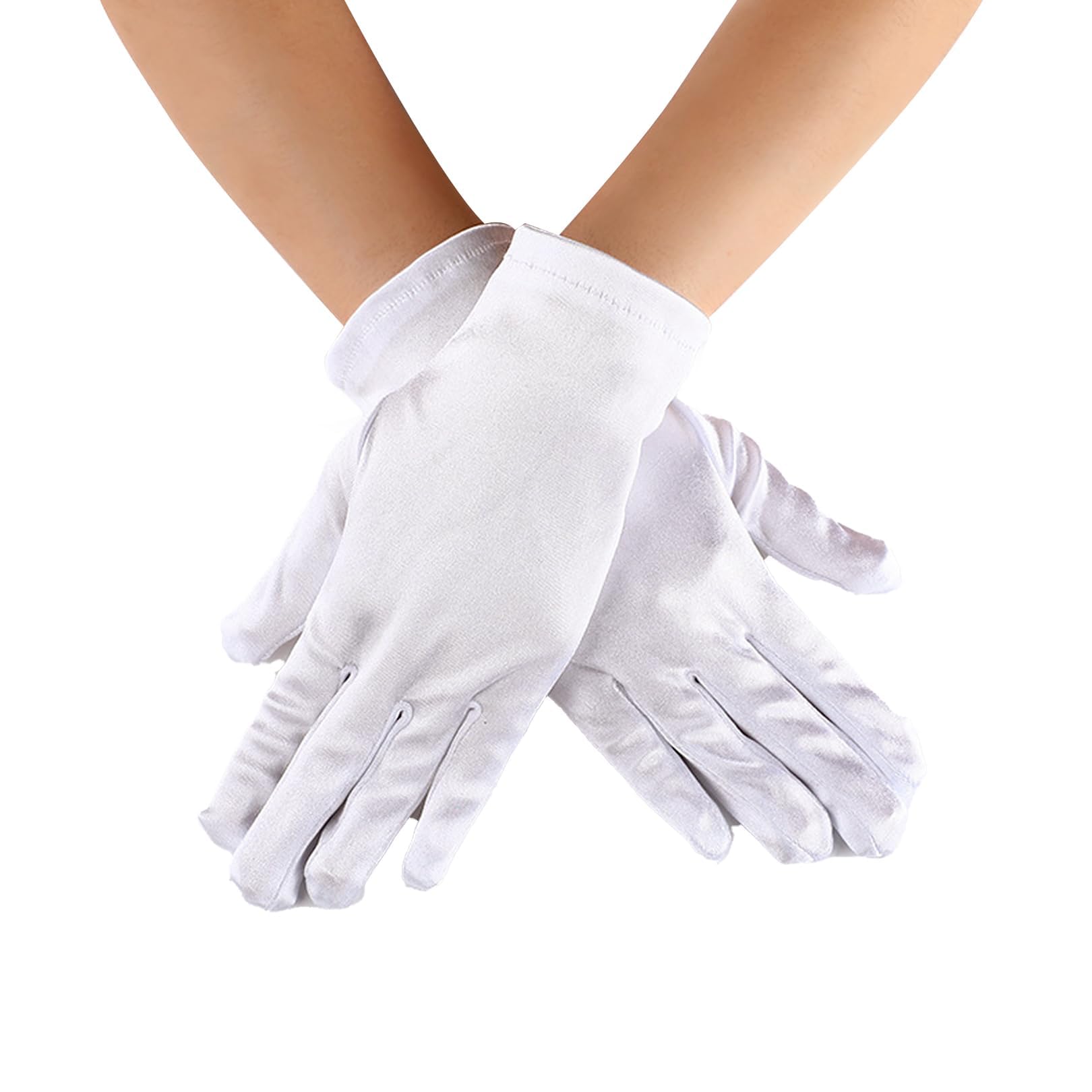 strrng 2 Pcs White Gloves Men,White Gloves Fancy Dress, Stitched white gloves,Suitable For Masquerade,Work Uniforms,Theatrical Performances,Cleaning Delicate Items