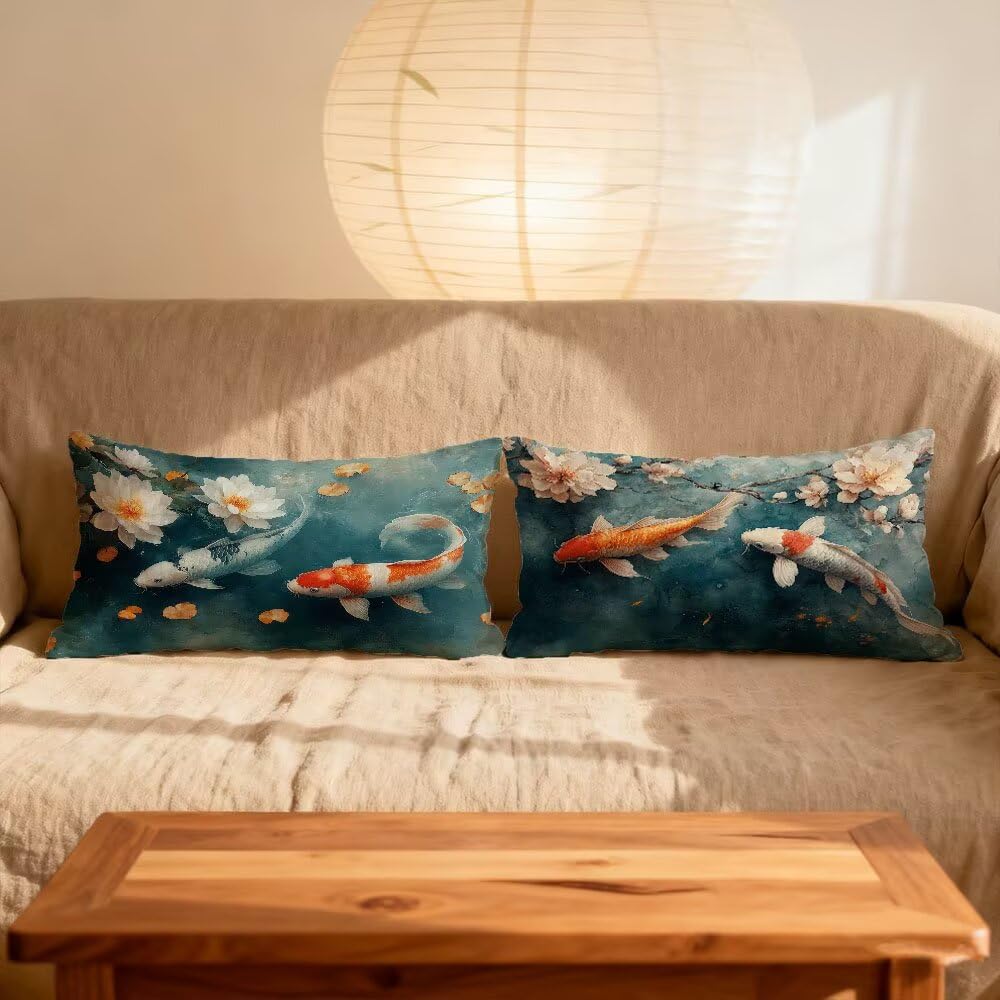 Poszewka na poduszkę 50 x 70 cm zestaw 2 niebiesko-zielonych poszewek na poduszkę z dwustronną prostokątną poszewką na poduszkę poduszka z niewidocznym zamkiem błyskawicznym dekoracja sypialni dom0o