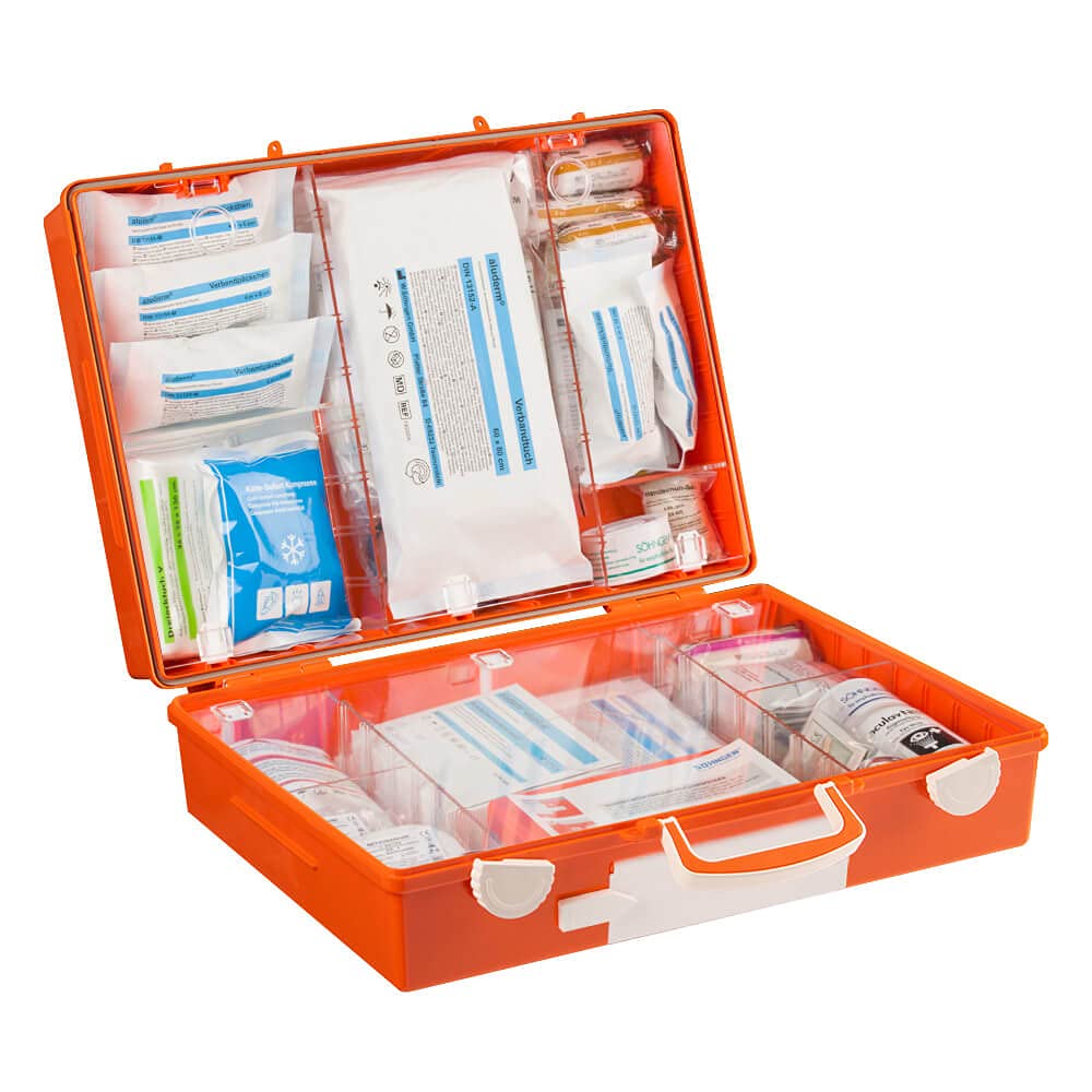 SÖHNGEN Erste-Hilfe-Koffer Advocat Werkstatt, Wandhalterung, orange, DIN 13157 aus Kunststoff, Art.-Nr. 367003 | Verbandskasten | Notfallkoffer | Erste Hilfe Kasten
