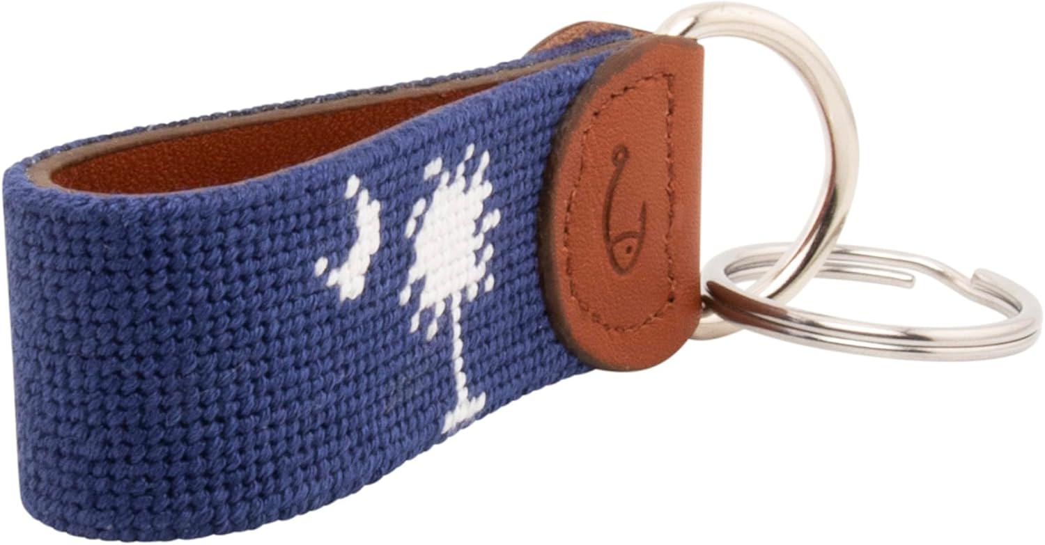 Leather Hand-Stitched Needlepoint Key Fob or Key Chain