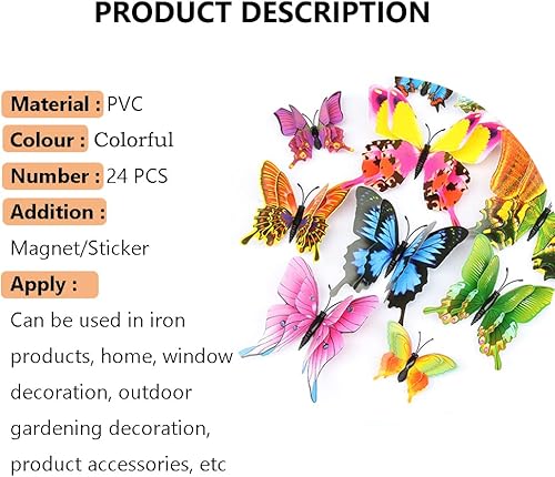 Miniatura 3 de 24 calcomanías de pared de mariposa 3D con mariposas, calcomanías de pared extraíbles, cola de fénix colorida, decoración de mariposa de doble ala