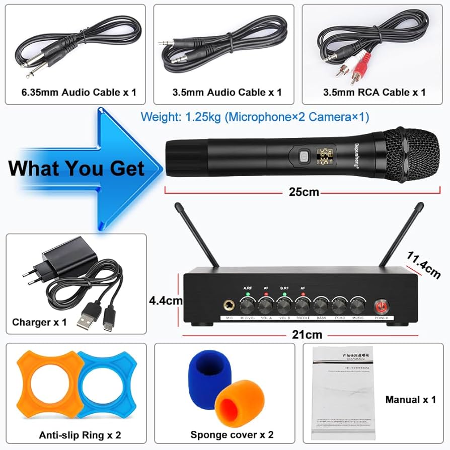 Depusheng ワイヤレスマイクシステム Amazon.com: Depusheng Wireless Microphone System, VHF Fixed