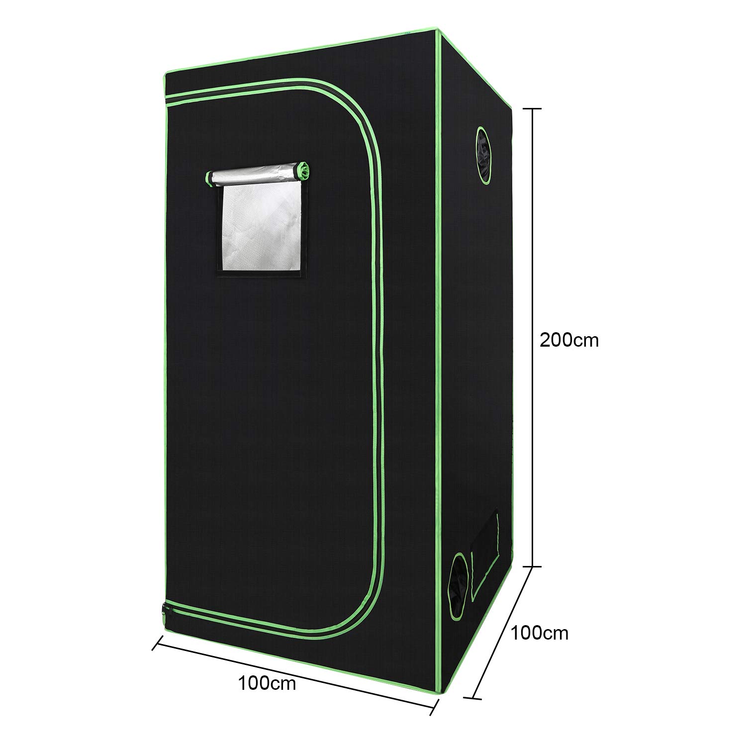 Lospitch 100x100x200cm Tente de Culture, Grow Box, Chambre ou Armoire de Culture, Opaque et imperméable, Serre pour la Maison, Oxford 600D, Noir et Vert, (B6860)