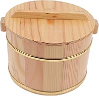 Vista 1 de UPKOCH 1 juego de barril de arroz barril de arroz al vapor cubo de arroz al vapor de sushi recipiente con tapa Dim Sum Cubo de madera de acero