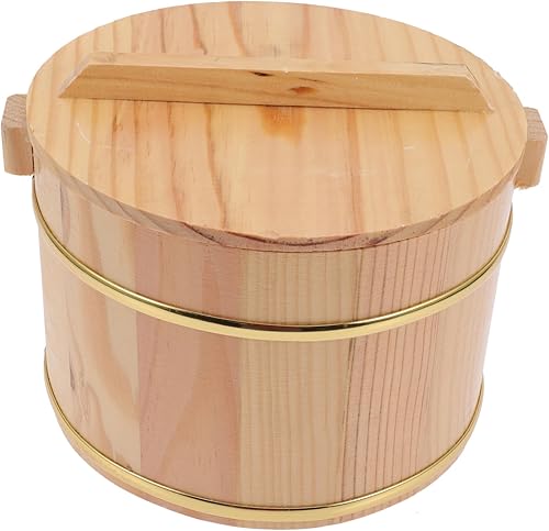 UPKOCH 1 juego de barril de arroz barril de arroz al vapor cubo de arroz al vapor de sushi recipiente con tapa Dim Sum Cubo de madera de acero