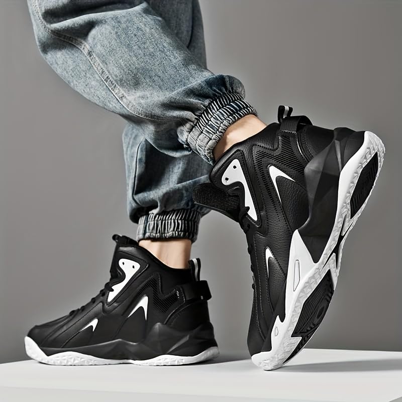 Plus Size Men's High-Top Basketball Shoes: Comfy, Breathable, Non-Slip, Shock-Absorbent Lace-Up Sneakers Ideal for Indoor & Outdoor Training, Running, & Walking4