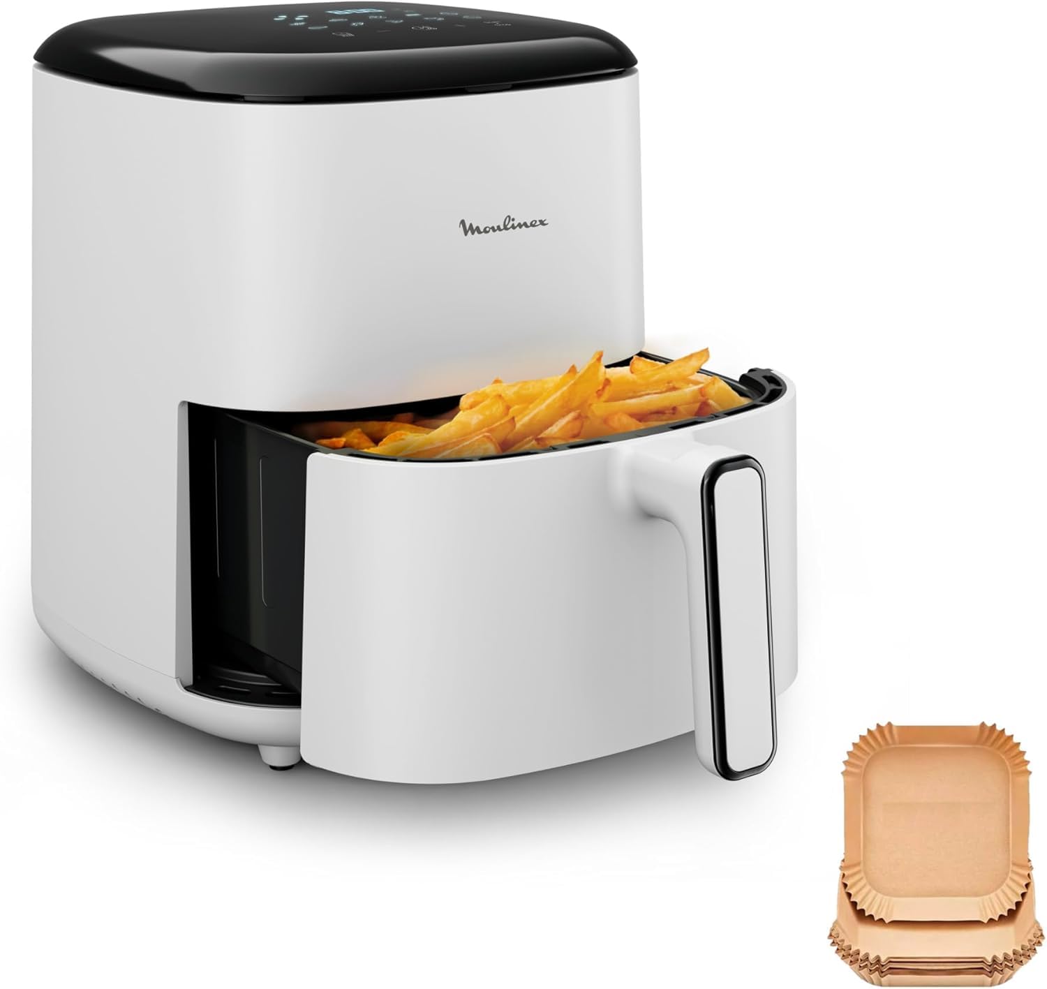 Moulinex Easy Fry POP POWDER GREY 5L, freidora de aire, hasta 6 personas, 10 programas intuitivos, pantalla táctil digital, ahorro de tiempo y energía, EZ245GF0