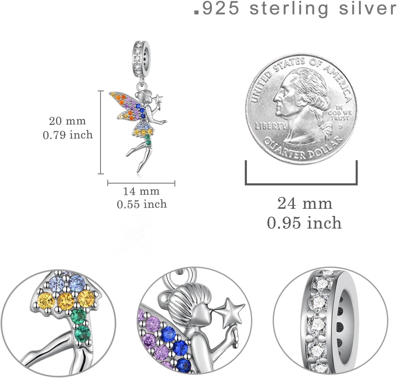 Fairy Charm for Bracelet 925 Sterling Silver Fairy Gifts Princess Jewelry for Women Mom - Image 6