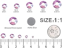 Vista 2 de MEIBITE 6796 unidades de diamantes termoadhesivos AB rosados, piedras de cristal de vidrio para tela, ropa, camisas, parte trasera plana brillante