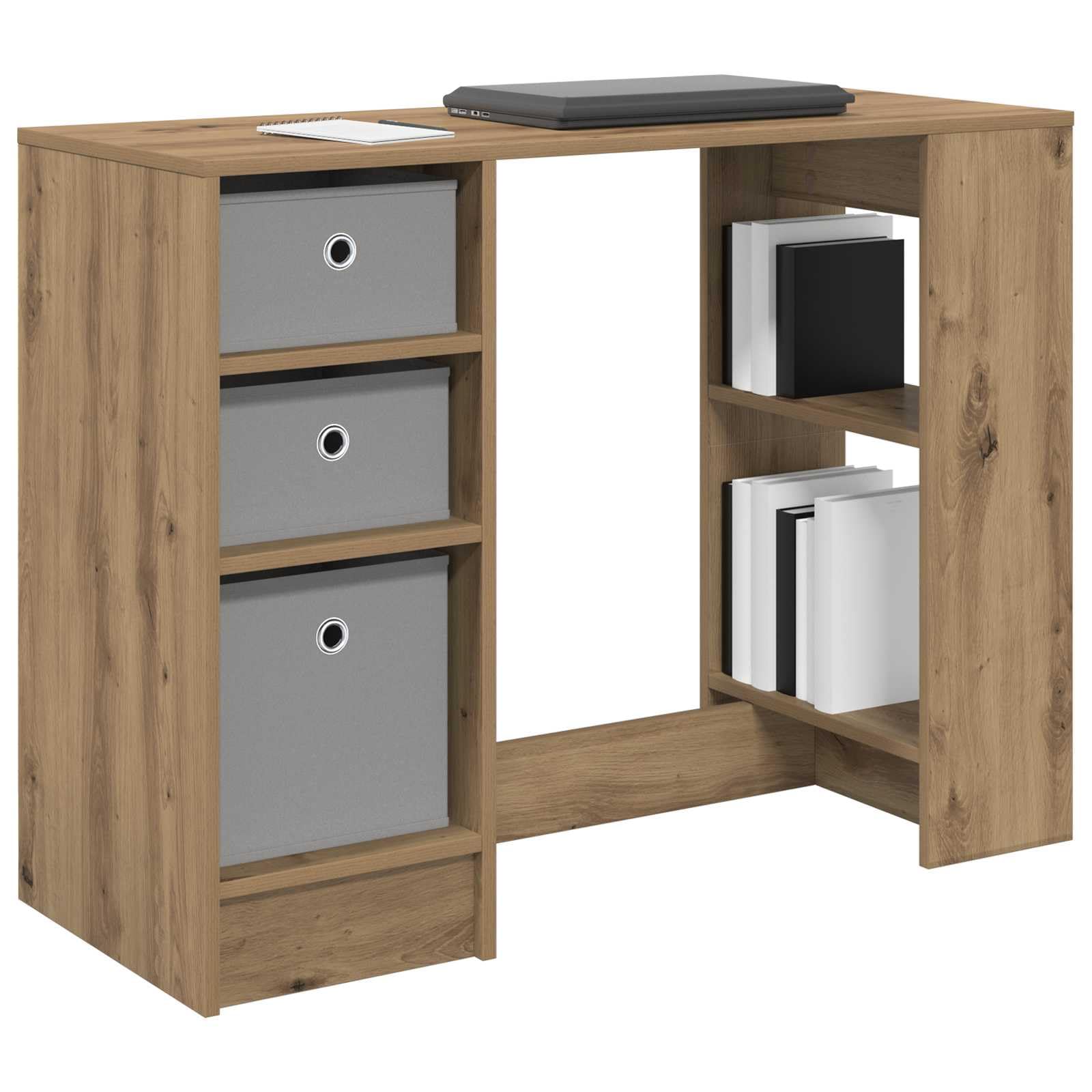 Scrivania in legno di quercia artificiale, 100 x 40 x 75 cm, con cassetti