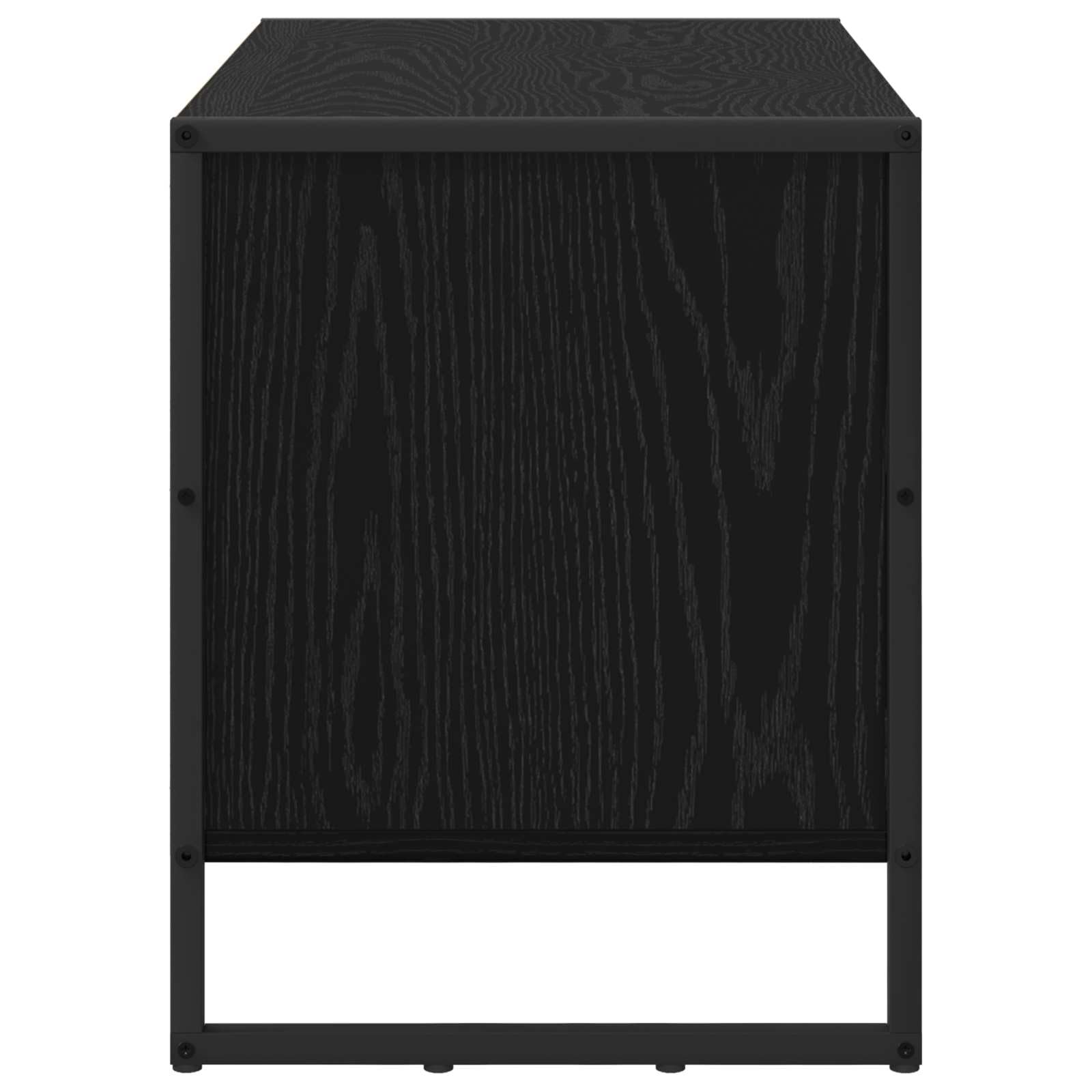 Schuhschrank Schwarz Eichen-Optik 60 x 35 x 44 cm Holzwerkstoff, schmaler Schuhständer mit Stauraum, platzsparende Schuhablage für Flur und Diele, geschlossene Aufbewahrung