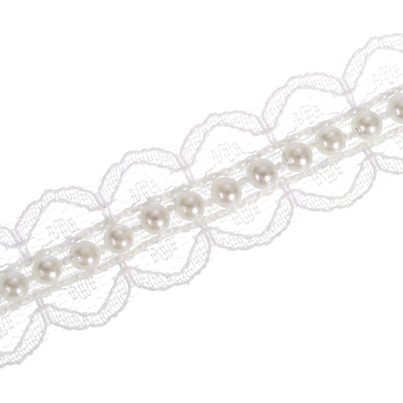 PATIKIL 5 Yard Faux Pearl Lace Ribbon