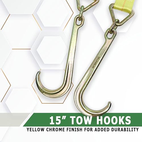 Miniatura 3 de Boxer Correas de remolque en V de 3 x 24 pulgadas con ganchos en J, correa de recuperación en V, enrollable, transportador de automóvil, remolque -