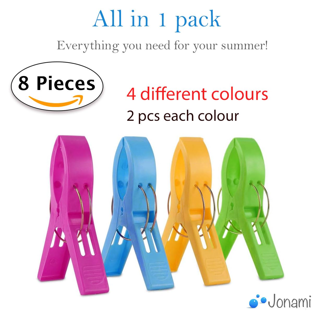 Pinces à Serviette de Plage XXL 8 pièces 4 Couleurs pour Chaises Longues et Transats