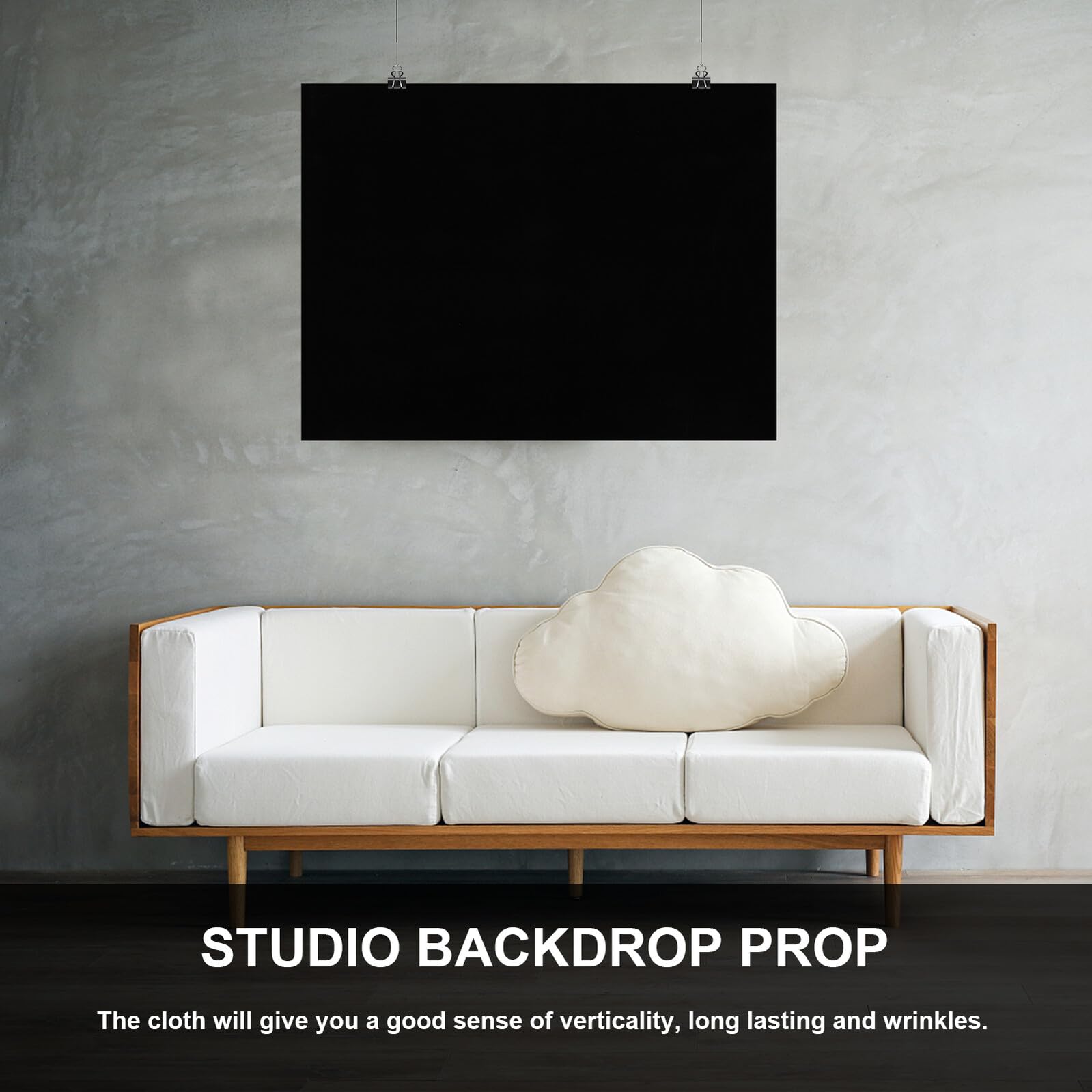 Gatuida Sfondo Fotografico Nero Flockato Assorbente, Resistente All'usura e Lavabile, per Foto e Riprese Video 200x150cm