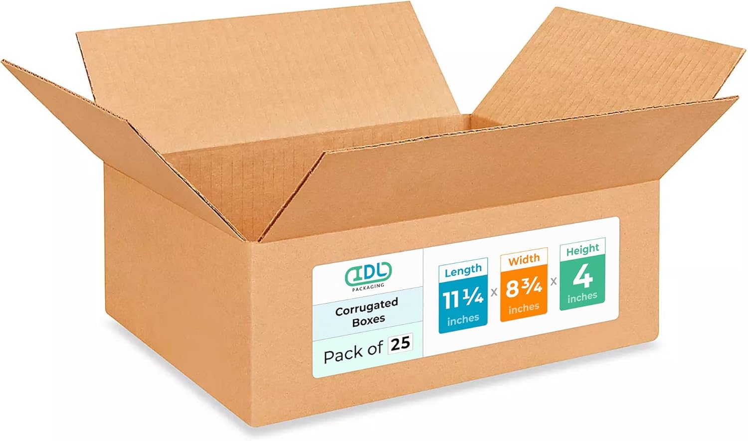 Letterhead corrugated shipping boxes, 1 1/4" x 8 3/4" x 4" (25-pack)