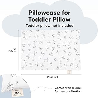 KeaBabies Toddler Pillowcase for 13X18 Pillow - Organic Toddler Pillow Case for Boy, Kids - 100% Natural Cotton Pillowcase for Miniature Sleepy Pillows - Pillow Sold Separately (ABC Land)