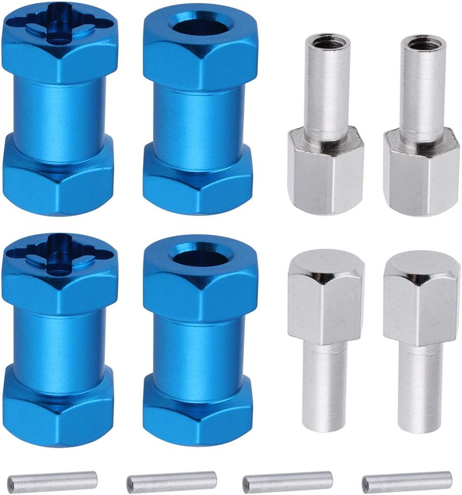 4-Pack HobbyPark 12mm Wheel Hex Drive Hubs Combiner Coupler Aluminum 20mm Offset Extension for 1/10 RC Crawler Car Parts (Blue)