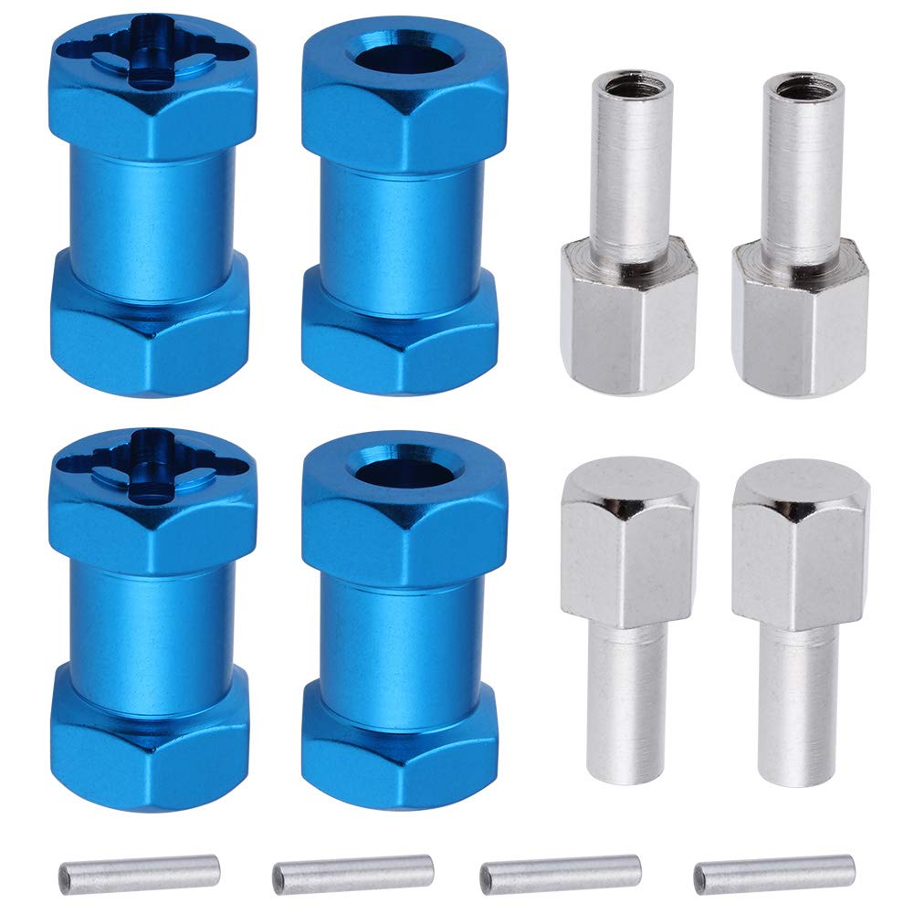 4-Pack HobbyPark 12mm Wheel Hex Drive Hubs Combiner Coupler Aluminum 20mm Offset Extension for 1/10 RC Crawler Car Parts (Blue)