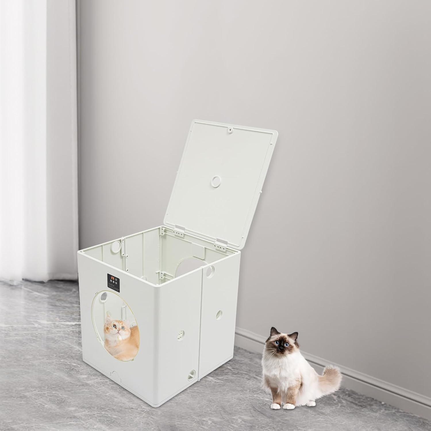 800W Automatic Pet Dryer Box, Adjustable Pet Hair Drying Machine with Viewable Window, 88L/79.9Qt Capacity Foldable Cat Dryer Box for Households, Pets Shops Drying