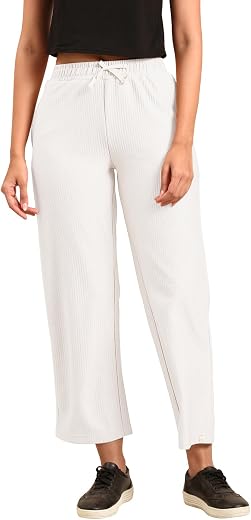 TWIN BIRDS Textured Lycra Trousers for Women | Soft Stretchable Regular Fit Pants with Pockets | Everyday Casual to Office...