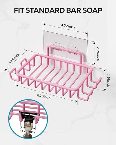 Vista 22 de Nieifi Jabonera de barra para pared de ducha con 4 ganchos, jabonera adhesiva de acero inoxidable para baño, color plateado A-Silver