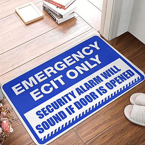 COTECI Alfombra de cocina rústica con señal de salida de emergencia, alarma de seguridad sonará si se abre, alfombrilla de bienvenida al aire libre para puerta delantera, alfombra de baño para niños