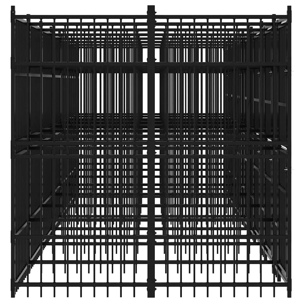 Recinto Cani da Esterno in Acciaio Nero 12,9 mq 672x192x200 cm