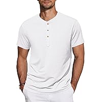 TARAINYA Henley T-Shirt Uomo Cotone Maniche Corte Maglietta Casual Comfortevole con